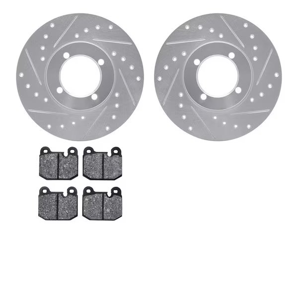 7302-22003, Rotors-Drilled and Slotted-Silver with 3000 Series Ceramic Brake Pads, Zinc Coated, Dynamic Friction Co, Mfr#: 7302-22003